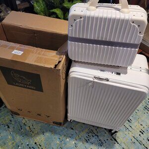 2-PCs LAZEYARD Luggage Aluminum Frame Suitcase Hard Shell With Cup Holder